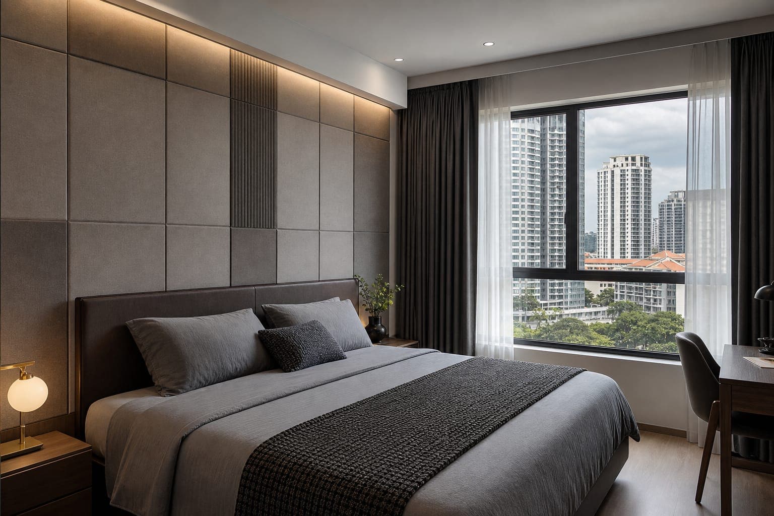 Residential bedroom soundproofing panels installed in a Singapore home