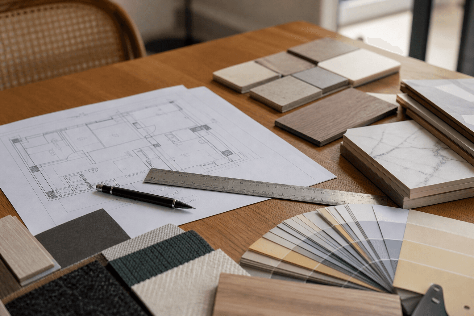 Renovation planning discussion with drawings in a Singapore home