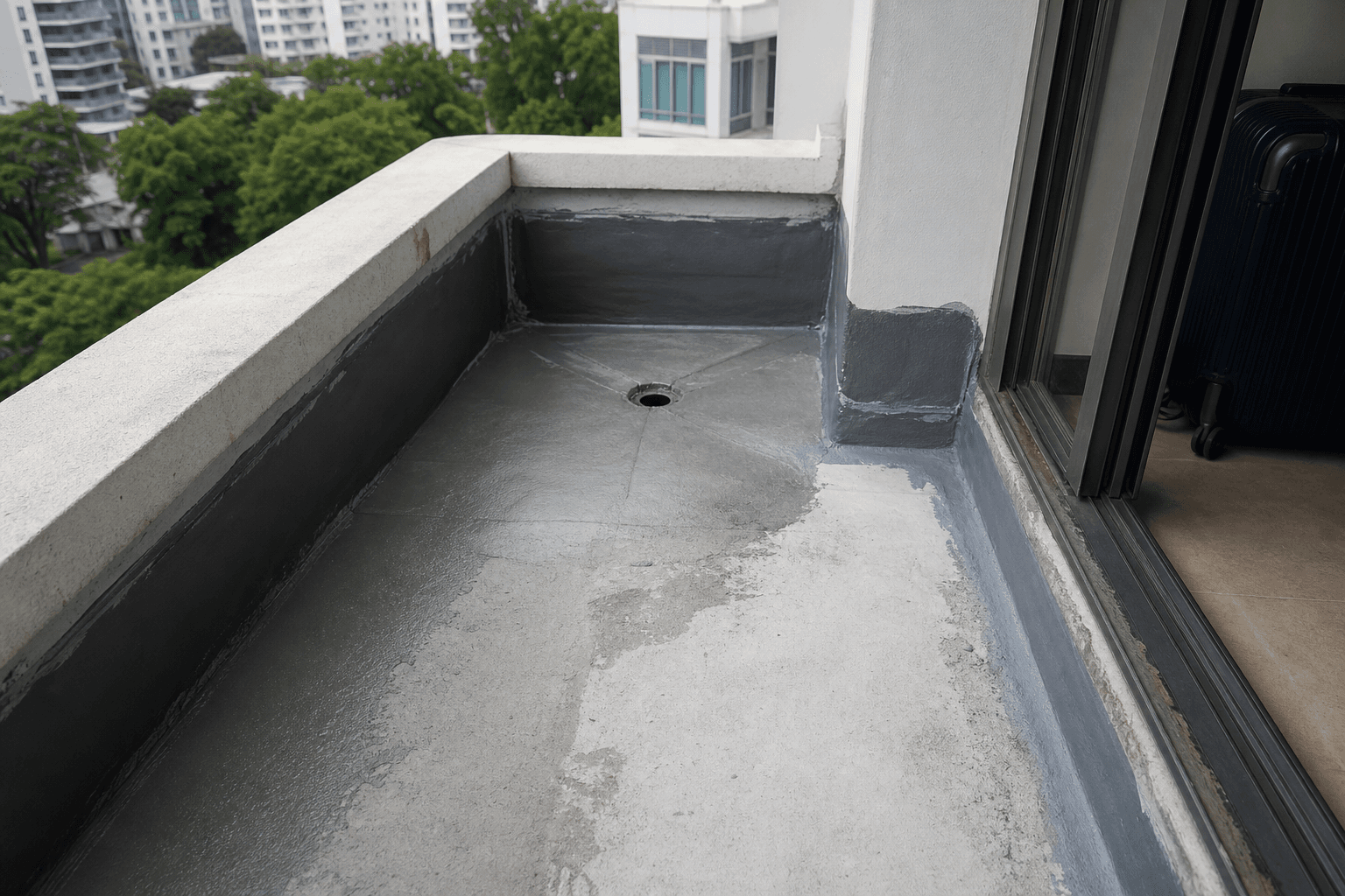 Balcony waterproofing repair on a Singapore condominium