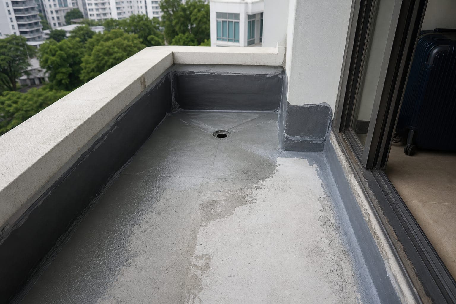 Balcony waterproofing repair on a Singapore condominium
