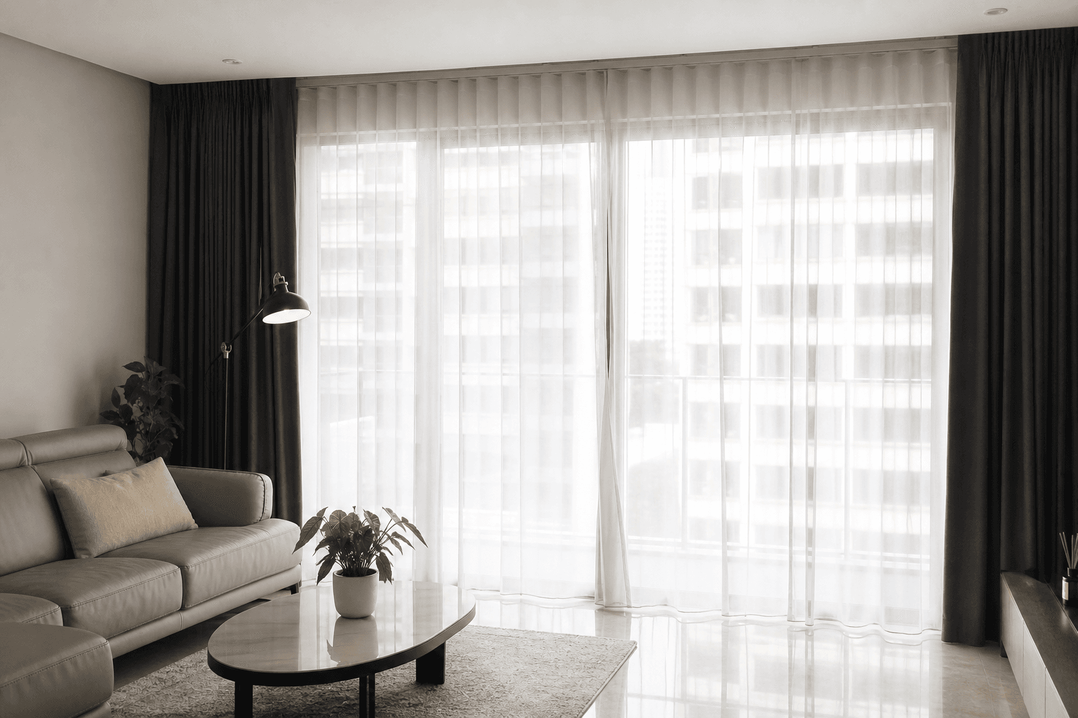 Curtains and blinds in a modern Singapore living room