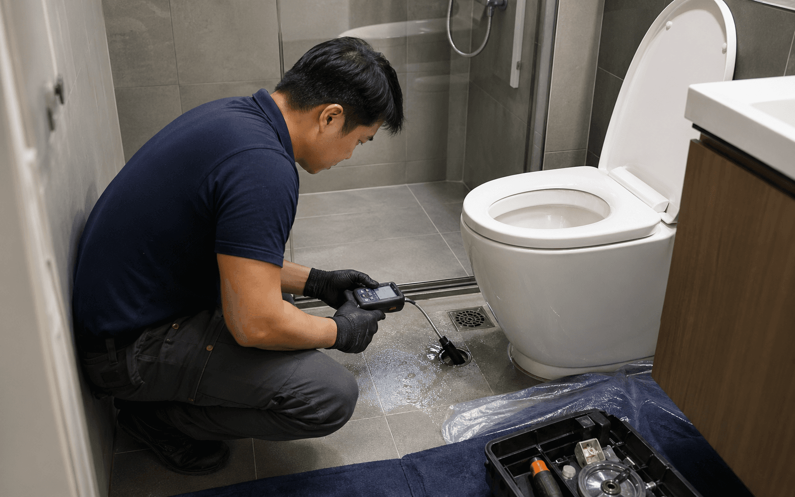 Toilet leakage repair and waterproofing inspection