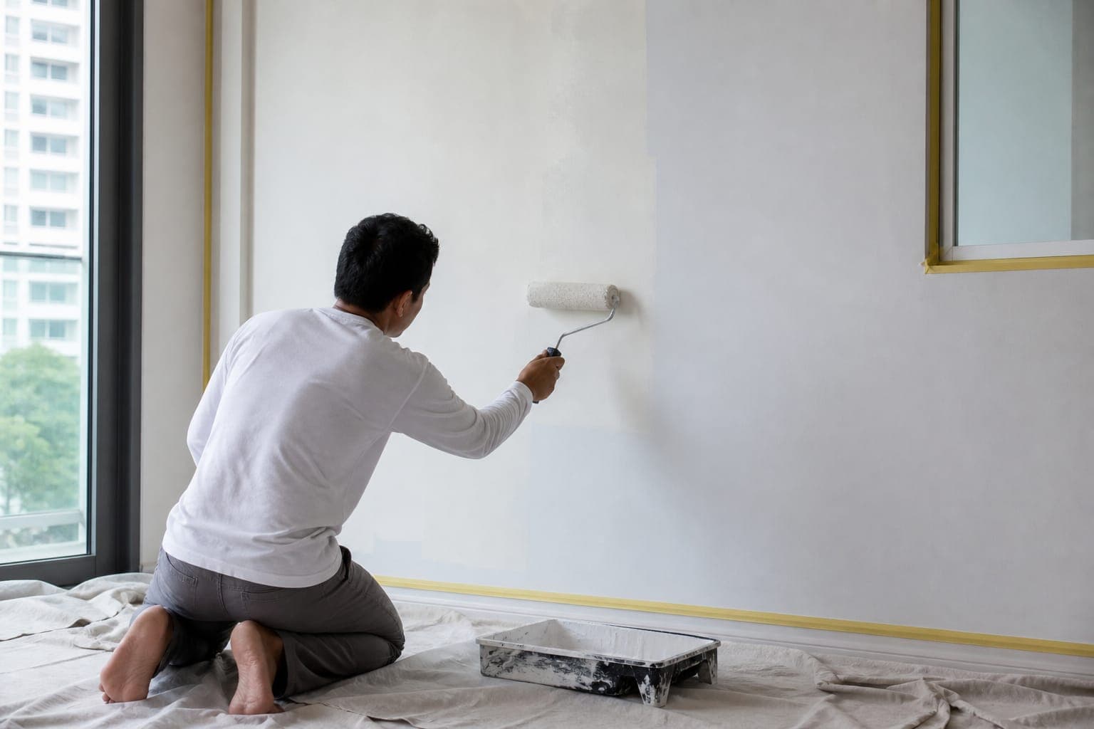 Professional interior painting work in a Singapore home